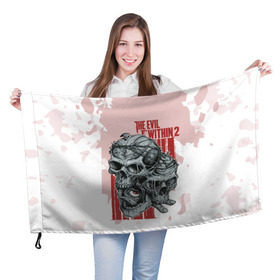 Флаг 3D с принтом THE EVIL WITHIN 2 в Петрозаводске, 100% полиэстер | плотность ткани — 95 г/м2, размер — 67 х 109 см. Принт наносится с одной стороны | skull | череп