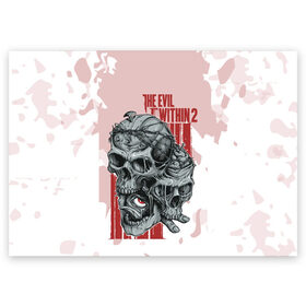 Поздравительная открытка с принтом THE EVIL WITHIN 2 в Петрозаводске, 100% бумага | плотность бумаги 280 г/м2, матовая, на обратной стороне линовка и место для марки
 | Тематика изображения на принте: skull | череп