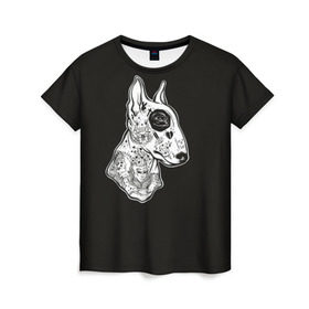 Женская футболка 3D с принтом Бультерьер_16 в Петрозаводске, 100% полиэфир ( синтетическое хлопкоподобное полотно) | прямой крой, круглый вырез горловины, длина до линии бедер | домашние животные | пес | собака