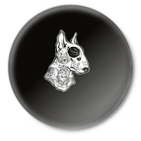 Значок с принтом Бультерьер_16 в Петрозаводске,  металл | круглая форма, металлическая застежка в виде булавки | домашние животные | пес | собака