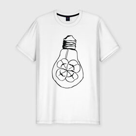 Мужская футболка премиум с принтом Лампочка Клевер в Петрозаводске, 92% хлопок, 8% лайкра | приталенный силуэт, круглый вырез ворота, длина до линии бедра, короткий рукав | 