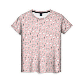 Женская футболка 3D с принтом Бультерьерчики в Петрозаводске, 100% полиэфир ( синтетическое хлопкоподобное полотно) | прямой крой, круглый вырез горловины, длина до линии бедер | бультерьер | домашние животные | пес | песик | собака | собачка