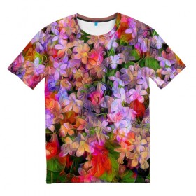 Мужская футболка 3D с принтом Абстракт в Петрозаводске, 100% полиэфир | прямой крой, круглый вырез горловины, длина до линии бедер | colors | flowers | красивое | цвета | цветы