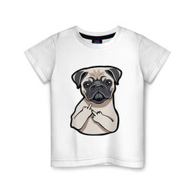 Детская футболка хлопок с принтом Злой мопс в Петрозаводске, 100% хлопок | круглый вырез горловины, полуприлегающий силуэт, длина до линии бедер | домашние животные | мопс | пес | песик | собака | собачка