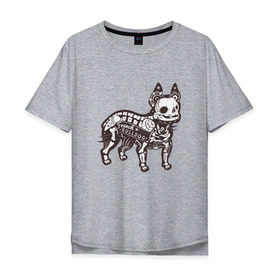 Мужская футболка хлопок Oversize с принтом Бульдог ренген в Петрозаводске, 100% хлопок | свободный крой, круглый ворот, “спинка” длиннее передней части | бульдог | домашние животные | пес | песик | собака | собачка | французский бульдог
