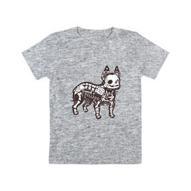 Детская футболка хлопок с принтом Бульдог ренген в Петрозаводске, 100% хлопок | круглый вырез горловины, полуприлегающий силуэт, длина до линии бедер | бульдог | домашние животные | пес | песик | собака | собачка | французский бульдог