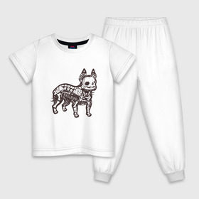 Детская пижама хлопок с принтом Бульдог ренген в Петрозаводске, 100% хлопок |  брюки и футболка прямого кроя, без карманов, на брюках мягкая резинка на поясе и по низу штанин
 | бульдог | домашние животные | пес | песик | собака | собачка | французский бульдог