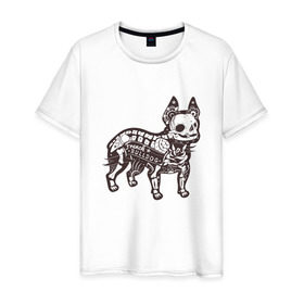 Мужская футболка хлопок с принтом Бульдог ренген в Петрозаводске, 100% хлопок | прямой крой, круглый вырез горловины, длина до линии бедер, слегка спущенное плечо. | Тематика изображения на принте: бульдог | домашние животные | пес | песик | собака | собачка | французский бульдог