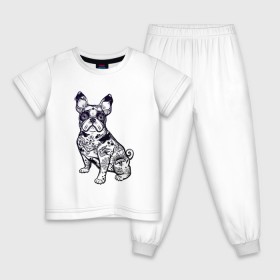 Детская пижама хлопок с принтом Суровый бульдог в Петрозаводске, 100% хлопок |  брюки и футболка прямого кроя, без карманов, на брюках мягкая резинка на поясе и по низу штанин
 | бульдог | домашние животные | пес | песик | собака | собачка | французский бульдог