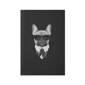 Обложка для паспорта матовая кожа с принтом Бульдог в черном в Петрозаводске, натуральная матовая кожа | размер 19,3 х 13,7 см; прозрачные пластиковые крепления | бульдог | домашние животные | пес | песик | собака | собачка | французский бульдог