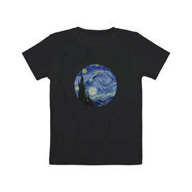 Детская футболка хлопок с принтом Звёздная ночь в Петрозаводске, 100% хлопок | круглый вырез горловины, полуприлегающий силуэт, длина до линии бедер | винсент ван гог | живопись | искусство | картина