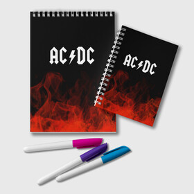 Блокнот с принтом AC DC в Петрозаводске, 100% бумага | 48 листов, плотность листов — 60 г/м2, плотность картонной обложки — 250 г/м2. Листы скреплены удобной пружинной спиралью. Цвет линий — светло-серый
 | ac dc | logo | metal | music | rock | лого | логотип | метал | музыка | рок