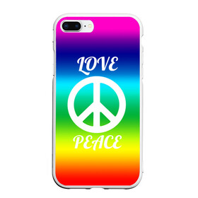 Чехол для iPhone 7Plus/8 Plus матовый с принтом Love and Peace в Петрозаводске, Силикон | Область печати: задняя сторона чехла, без боковых панелей | любовь и мир | мир | хиппи