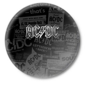 Значок с принтом AC/DC в Петрозаводске,  металл | круглая форма, металлическая застежка в виде булавки | ас | ац | диси | дс | дц | исидиси | эйси