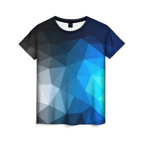 Женская футболка 3D с принтом Gray&Blue collection abstract в Петрозаводске, 100% полиэфир ( синтетическое хлопкоподобное полотно) | прямой крой, круглый вырез горловины, длина до линии бедер | Тематика изображения на принте: abstraction | geometry | polygon | абстракция | геометрия | грань | краски | кубик | кубики | линии | мозаика | полигон | разноцветные | ребро | текстура | тени | узор