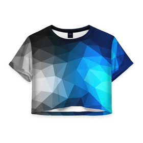 Женская футболка 3D укороченная с принтом Gray&Blue collection abstract в Петрозаводске, 100% полиэстер | круглая горловина, длина футболки до линии талии, рукава с отворотами | abstraction | geometry | polygon | абстракция | геометрия | грань | краски | кубик | кубики | линии | мозаика | полигон | разноцветные | ребро | текстура | тени | узор