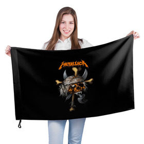 Флаг 3D с принтом Metallica в Петрозаводске, 100% полиэстер | плотность ткани — 95 г/м2, размер — 67 х 109 см. Принт наносится с одной стороны | 