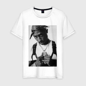 Мужская футболка хлопок с принтом 2pac в Петрозаводске, 100% хлопок | прямой крой, круглый вырез горловины, длина до линии бедер, слегка спущенное плечо. | 2pac | hip hop тупак | rap