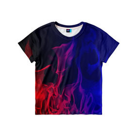 Детская футболка 3D с принтом Огненный стиль в Петрозаводске, 100% гипоаллергенный полиэфир | прямой крой, круглый вырез горловины, длина до линии бедер, чуть спущенное плечо, ткань немного тянется | fire | flame | in fire | smoke | в огне | дым | огненный | огонь | текстуры