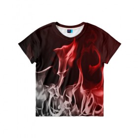 Детская футболка 3D с принтом Огонь и дым в Петрозаводске, 100% гипоаллергенный полиэфир | прямой крой, круглый вырез горловины, длина до линии бедер, чуть спущенное плечо, ткань немного тянется | fire | flame | in fire | smoke | в огне | дым | огненный | огонь | текстуры
