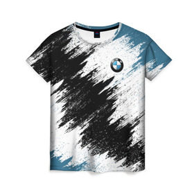 Женская футболка 3D с принтом BMW в Петрозаводске, 100% полиэфир ( синтетическое хлопкоподобное полотно) | прямой крой, круглый вырез горловины, длина до линии бедер | bmw | car | race | авто | бмв | гонки | краска | марка | машина