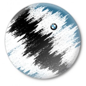 Значок с принтом BMW в Петрозаводске,  металл | круглая форма, металлическая застежка в виде булавки | Тематика изображения на принте: bmw | car | race | авто | бмв | гонки | краска | марка | машина