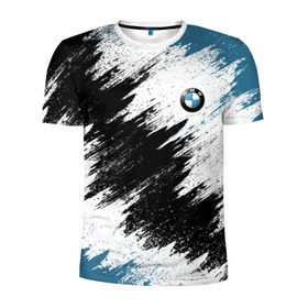 Мужская футболка 3D спортивная с принтом BMW в Петрозаводске, 100% полиэстер с улучшенными характеристиками | приталенный силуэт, круглая горловина, широкие плечи, сужается к линии бедра | Тематика изображения на принте: bmw | car | race | авто | бмв | гонки | краска | марка | машина
