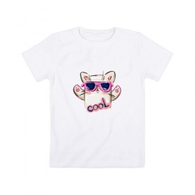 Детская футболка хлопок с принтом Котик в Петрозаводске, 100% хлопок | круглый вырез горловины, полуприлегающий силуэт, длина до линии бедер | кот | котэ | кууул | мемес | новый год