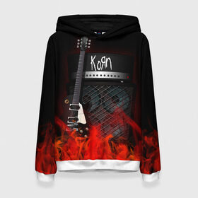 Женская толстовка 3D с принтом Korn в Петрозаводске, 100% полиэстер  | двухслойный капюшон со шнурком для регулировки, мягкие манжеты на рукавах и по низу толстовки, спереди карман-кенгуру с мягким внутренним слоем. | korn | logo | metal | music | rock | лого | логотип | метал | музыка | рок
