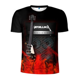 Мужская футболка 3D спортивная с принтом Metallica в Петрозаводске, 100% полиэстер с улучшенными характеристиками | приталенный силуэт, круглая горловина, широкие плечи, сужается к линии бедра | Тематика изображения на принте: logo | metal | metallica | music | rock | лого | логотип | метал | металика | металлика | музыка | рок