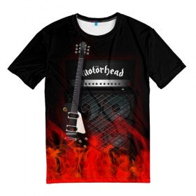 Мужская футболка 3D с принтом Motorhead в Петрозаводске, 100% полиэфир | прямой крой, круглый вырез горловины, длина до линии бедер | Тематика изображения на принте: logo | metal | motorhead | music | rock | лого | логотип | метал | музыка | рок