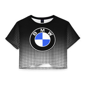 Женская футболка 3D укороченная с принтом BMW 2018 Black and White IV в Петрозаводске, 100% полиэстер | круглая горловина, длина футболки до линии талии, рукава с отворотами | bmw | автомобильные | бмв | машины