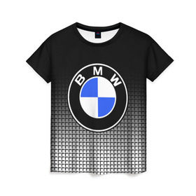 Женская футболка 3D с принтом BMW 2018 Black and White IV в Петрозаводске, 100% полиэфир ( синтетическое хлопкоподобное полотно) | прямой крой, круглый вырез горловины, длина до линии бедер | bmw | автомобильные | бмв | машины