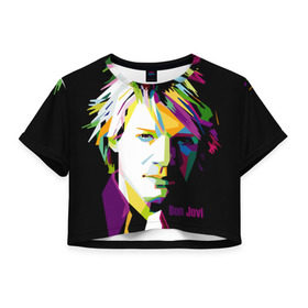 Женская футболка 3D укороченная с принтом Jon Bon Jovi в Петрозаводске, 100% полиэстер | круглая горловина, длина футболки до линии талии, рукава с отворотами | Тематика изображения на принте: bon jovi | jon bon jovi | актер | американская | американский | вокалист | гитарист | джон фрэнсис бонджови | искусство | лидер | лунный свет и валентино | маленький город | младший | молодые стрелки 2
