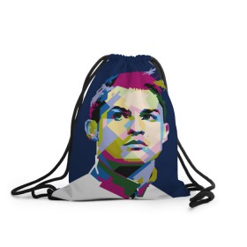 Рюкзак-мешок 3D с принтом Cristiano Ronaldo в Петрозаводске, 100% полиэстер | плотность ткани — 200 г/м2, размер — 35 х 45 см; лямки — толстые шнурки, застежка на шнуровке, без карманов и подкладки | криштиану | реал мадрид | роналду