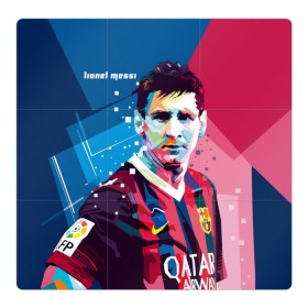 Магнитный плакат 3Х3 с принтом Lionel Messi в Петрозаводске, Полимерный материал с магнитным слоем | 9 деталей размером 9*9 см | Тематика изображения на принте: barcelona | lionel | messi | барселона | лионель | месси | поп арт
