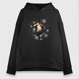 Женское худи Oversize хлопок с принтом Snow Howl в Петрозаводске, френч-терри — 70% хлопок, 30% полиэстер. Мягкий теплый начес внутри —100% хлопок | боковые карманы, эластичные манжеты и нижняя кромка, капюшон на магнитной кнопке | howl | howls moving castle | хаул | ходячий замок | ходячий замок хаула