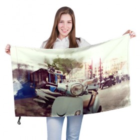 Флаг 3D с принтом Городской мопед в Петрозаводске, 100% полиэстер | плотность ткани — 95 г/м2, размер — 67 х 109 см. Принт наносится с одной стороны | мокик | мопед | скутер