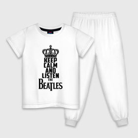 Детская пижама хлопок с принтом Keep calm and listen Beatles в Петрозаводске, 100% хлопок |  брюки и футболка прямого кроя, без карманов, на брюках мягкая резинка на поясе и по низу штанин
 | beatles | the beatles | бителз | бителс | битлз | битлс | битлы | группа | джон леннон | джордж харрисон | жуки | зе | ливерпульская четвёрка | мерсибит | пол маккартни | поп | ринго старр | рок