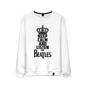 Мужской свитшот хлопок с принтом Keep calm and listen Beatles в Петрозаводске, 100% хлопок |  | beatles | the beatles | бителз | бителс | битлз | битлс | битлы | группа | джон леннон | джордж харрисон | жуки | зе | ливерпульская четвёрка | мерсибит | пол маккартни | поп | ринго старр | рок