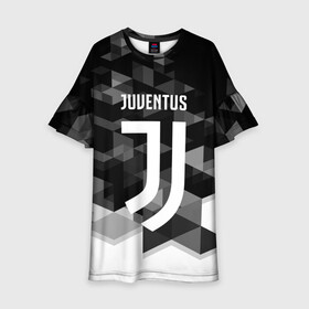 Детское платье 3D с принтом JUVENTUS / ЮВЕНТУС GEOMETRY SPORT в Петрозаводске, 100% полиэстер | прямой силуэт, чуть расширенный к низу. Круглая горловина, на рукавах — воланы | Тематика изображения на принте: juventus | спорт | спортивные | футбол | футбольный клуб | ювентус