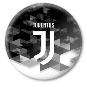 Значок с принтом Juventus 2018 Geometry Sport в Петрозаводске,  металл | круглая форма, металлическая застежка в виде булавки | Тематика изображения на принте: juventus | спорт | спортивные | футбол | футбольный клуб | ювентус