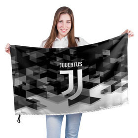 Флаг 3D с принтом Juventus 2018 Geometry Sport в Петрозаводске, 100% полиэстер | плотность ткани — 95 г/м2, размер — 67 х 109 см. Принт наносится с одной стороны | Тематика изображения на принте: juventus | спорт | спортивные | футбол | футбольный клуб | ювентус
