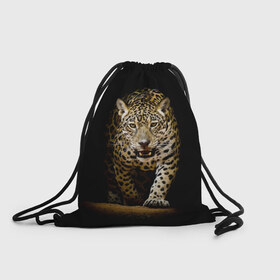 Рюкзак-мешок 3D с принтом Leopard в Петрозаводске, 100% полиэстер | плотность ткани — 200 г/м2, размер — 35 х 45 см; лямки — толстые шнурки, застежка на шнуровке, без карманов и подкладки | дикая кошка | зверь | клыки | кот | леопард | оскал | пантера | природа | хищник | ягуар