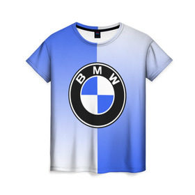 Женская футболка 3D с принтом BMW brand color в Петрозаводске, 100% полиэфир ( синтетическое хлопкоподобное полотно) | прямой крой, круглый вырез горловины, длина до линии бедер | 