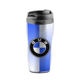 Термокружка-непроливайка с принтом BMW brand color в Петрозаводске, внутренняя часть — пищевой пластик, наружная часть — прозрачный пластик, между ними — полиграфическая вставка с рисунком | объем — 350 мл, герметичная крышка | 