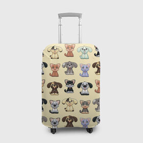 Чехол для чемодана 3D с принтом Милые пушистики в Петрозаводске, 86% полиэфир, 14% спандекс | двустороннее нанесение принта, прорези для ручек и колес | год собаки | новый год | пес | собака | щенок