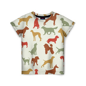 Детская футболка 3D с принтом Силуэты собак в Петрозаводске, 100% гипоаллергенный полиэфир | прямой крой, круглый вырез горловины, длина до линии бедер, чуть спущенное плечо, ткань немного тянется | год собаки | новый год | пес | собака | щенок
