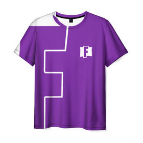 Мужская футболка 3D с принтом FORTNITE big logo в Петрозаводске, 100% полиэфир | прямой крой, круглый вырез горловины, длина до линии бедер | Тематика изображения на принте: battle | battle royal | fortnite | royal | боевик | игры | логотип | фиолетовый
