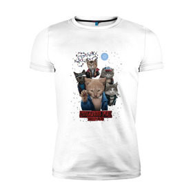Мужская футболка премиум с принтом Stranger Things в Петрозаводске, 92% хлопок, 8% лайкра | приталенный силуэт, круглый вырез ворота, длина до линии бедра, короткий рукав | кот | коты | очень странные дела